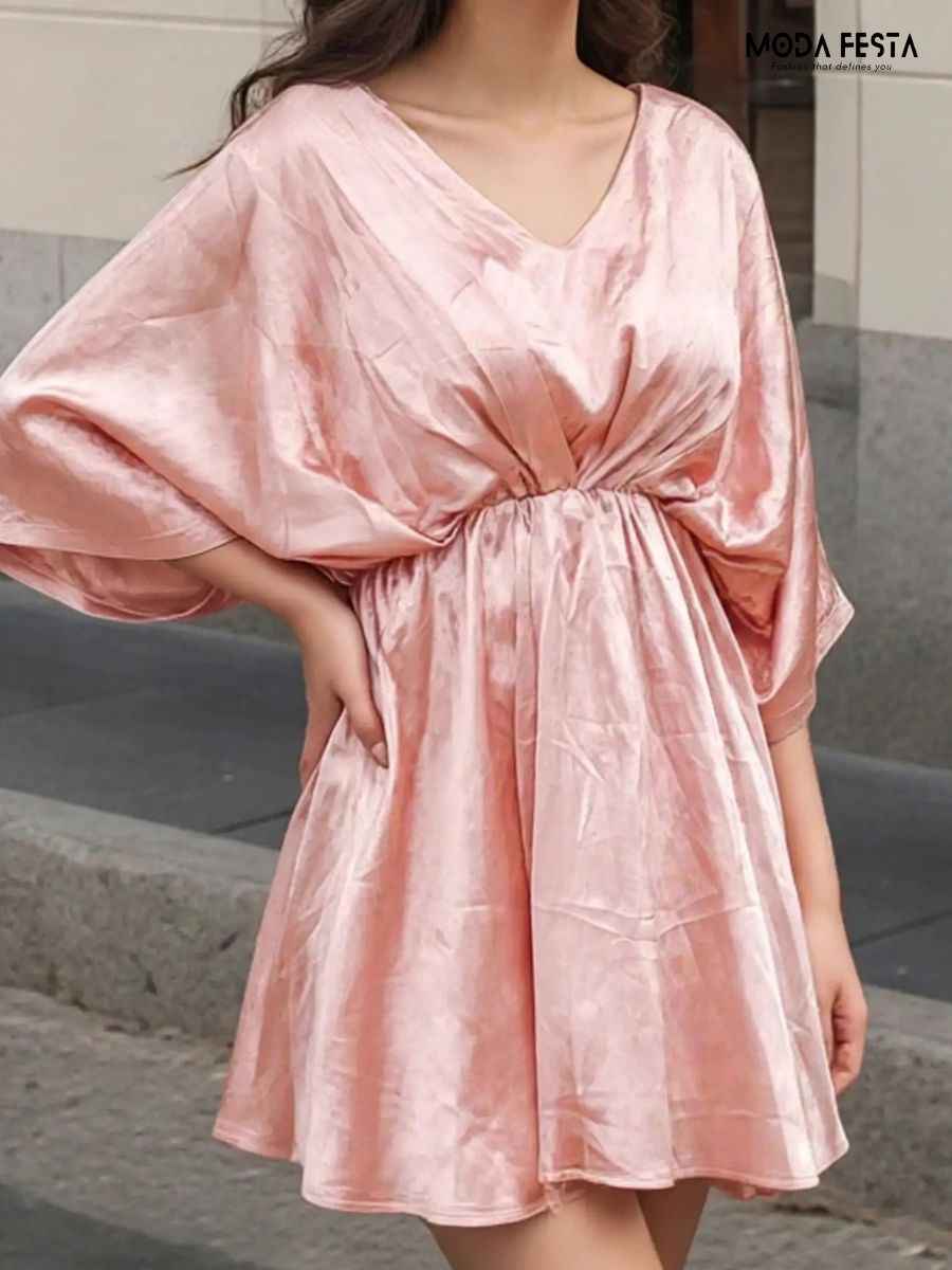 ModaFesta -peach-satin-dress
