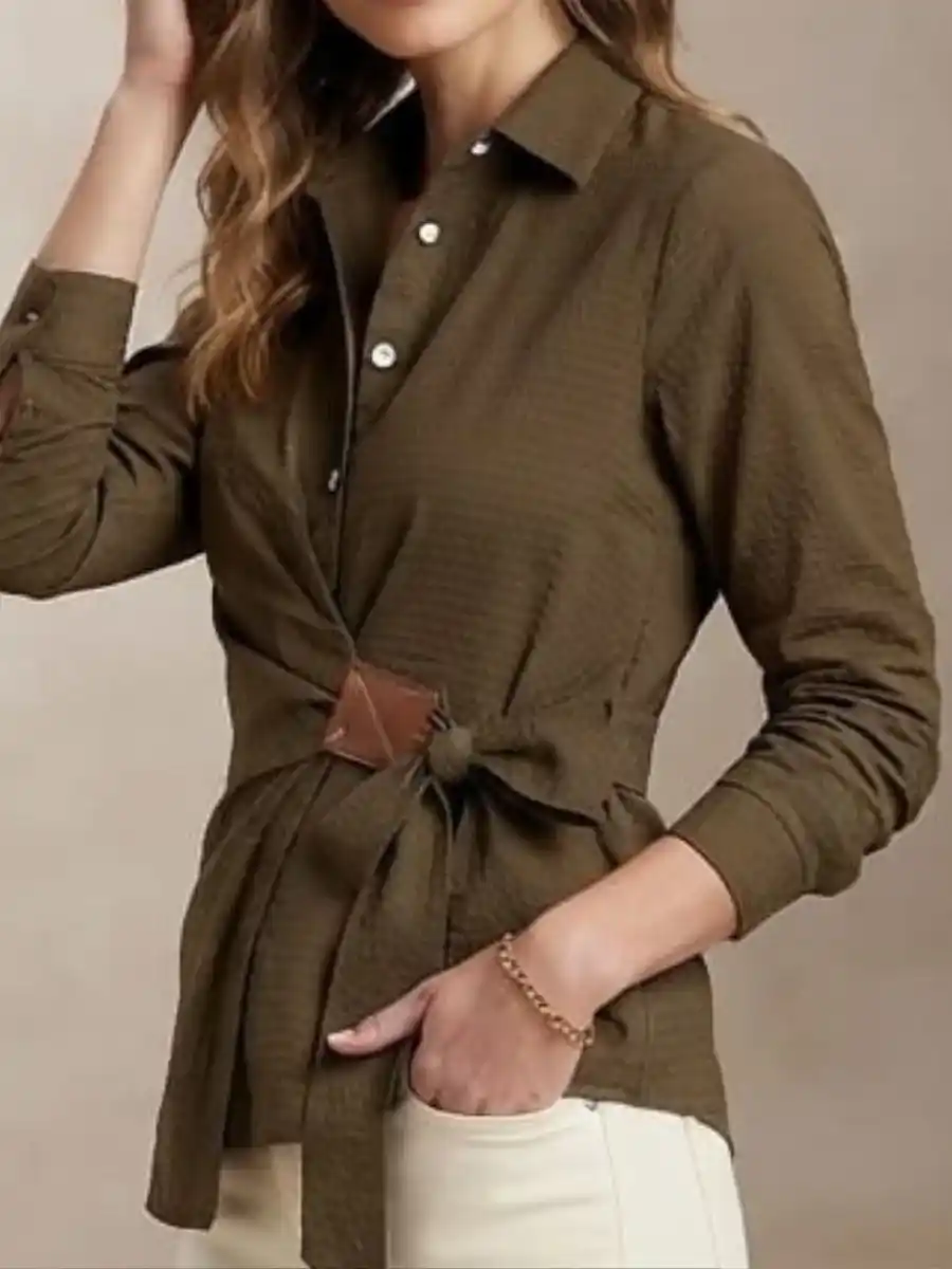 ModaFesta -olive-textured-wrap-style-shirt