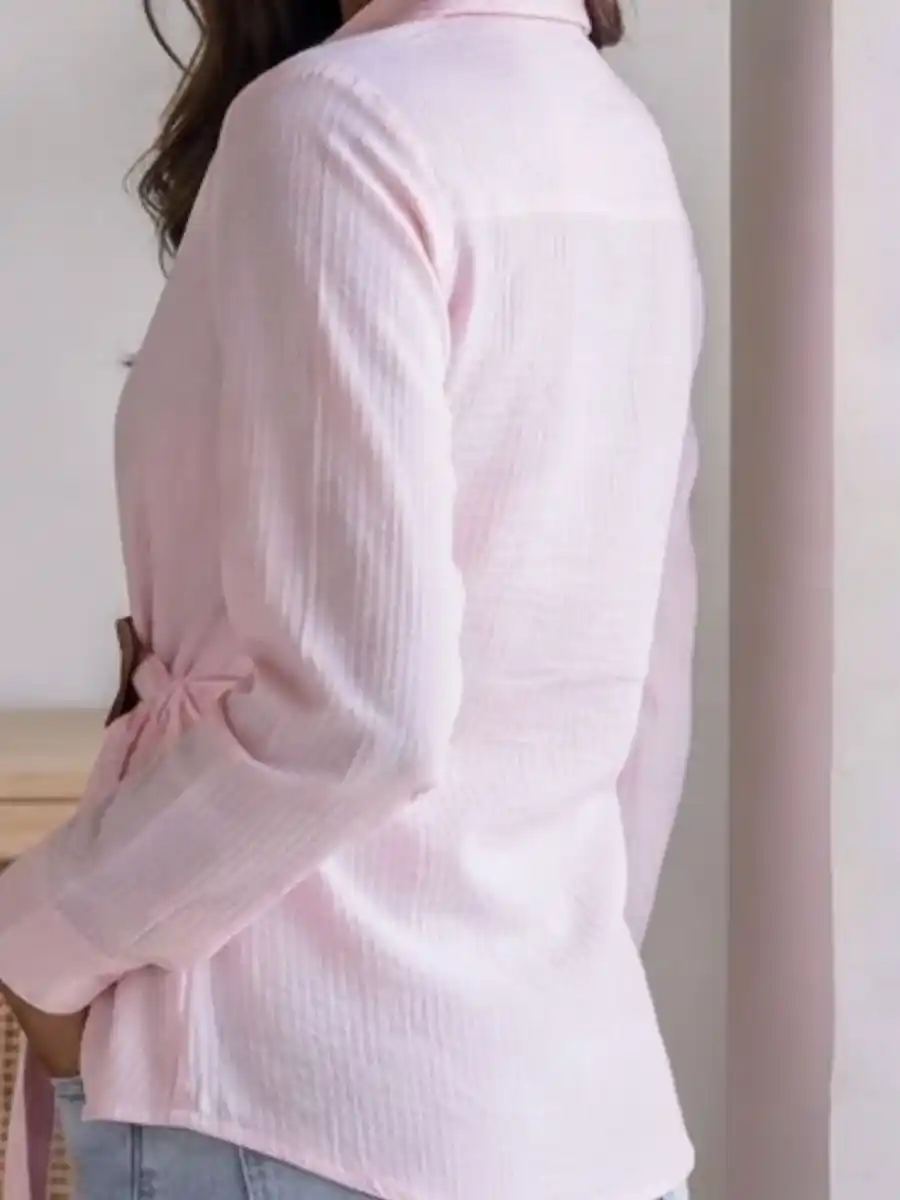 ModaFesta -elegant-pink-wrap-tie-accent-shirt