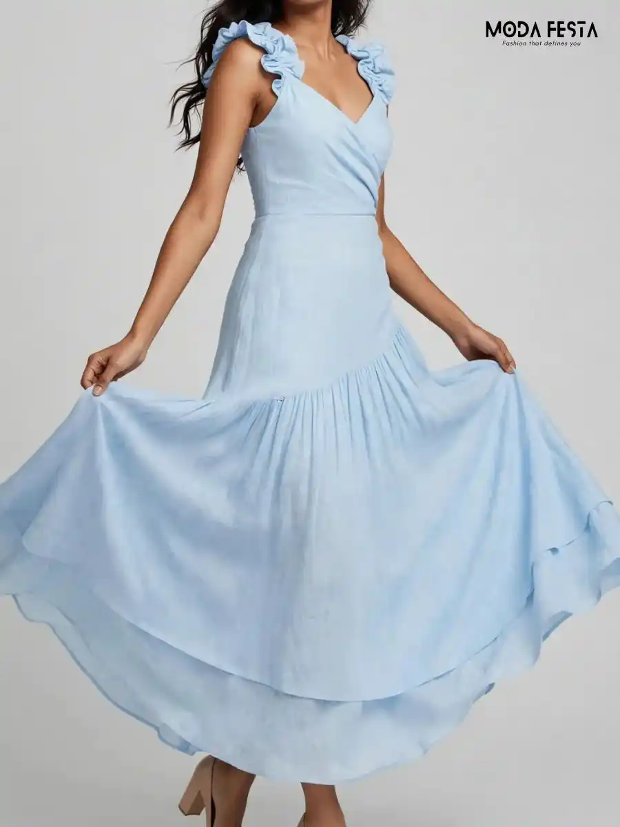 ModaFesta -ruffled-strap-asymmetric-tiered-maxi-dress