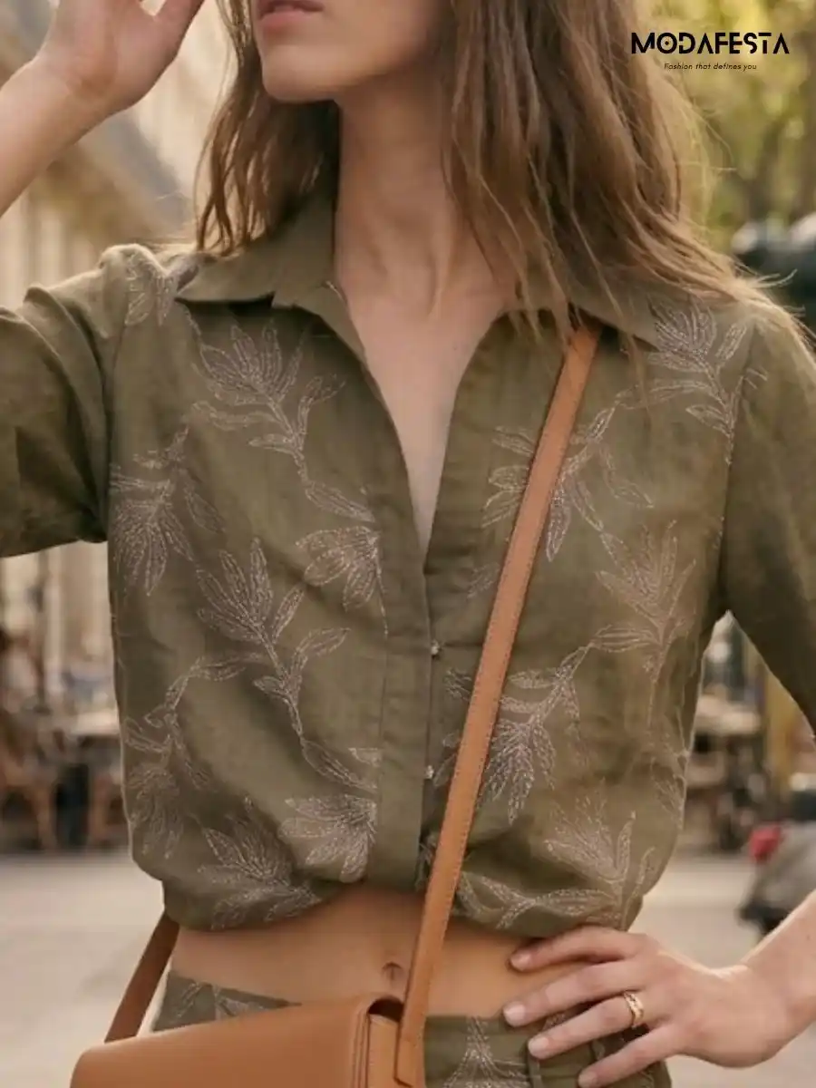 ModaFesta -elegant-floral-embroidered-crop-top-green
