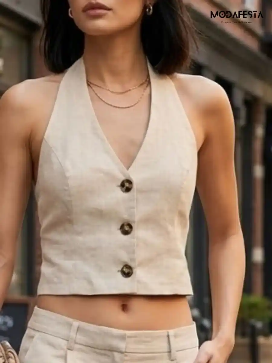 Elegant Casual Halter Neck Top