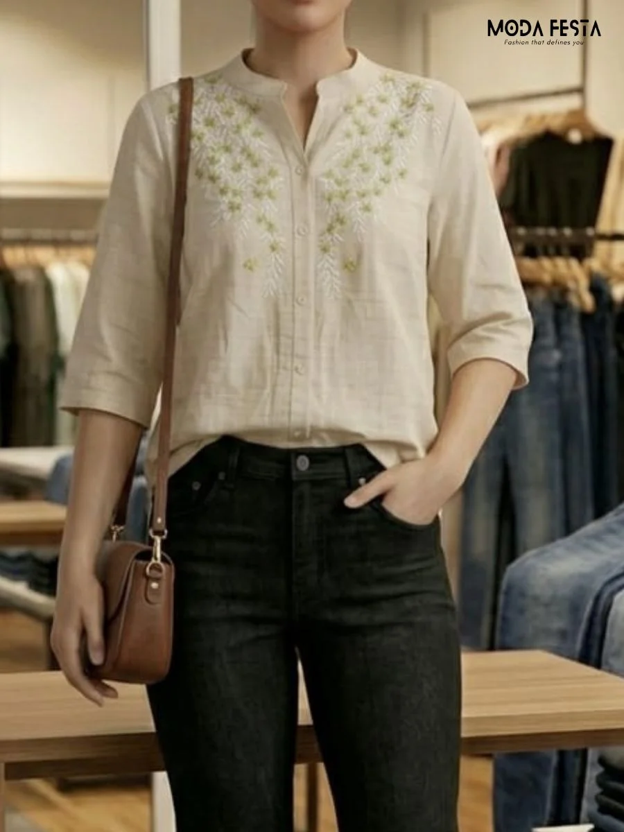 ModaFesta -embroidered-cotton-shirt-beige-4