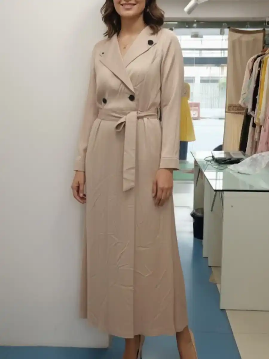 ModaFesta -collared-satin-dress-beige