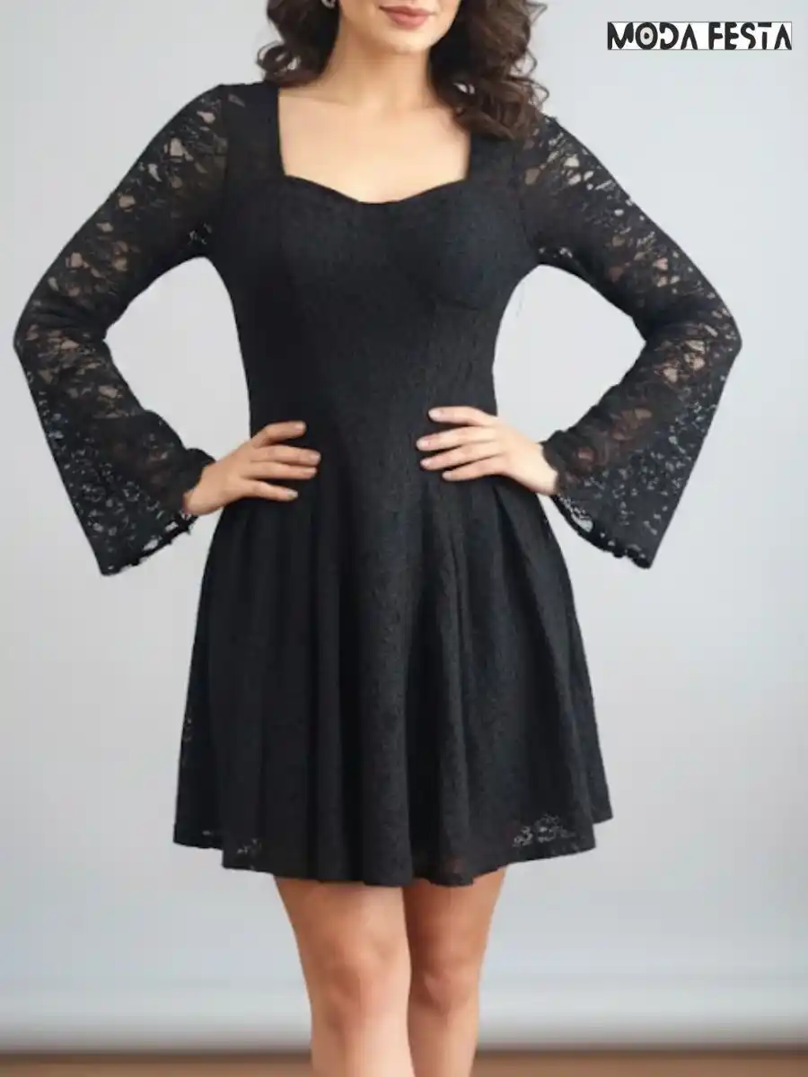 ModaFesta -elegant-mini-lace-dress-black