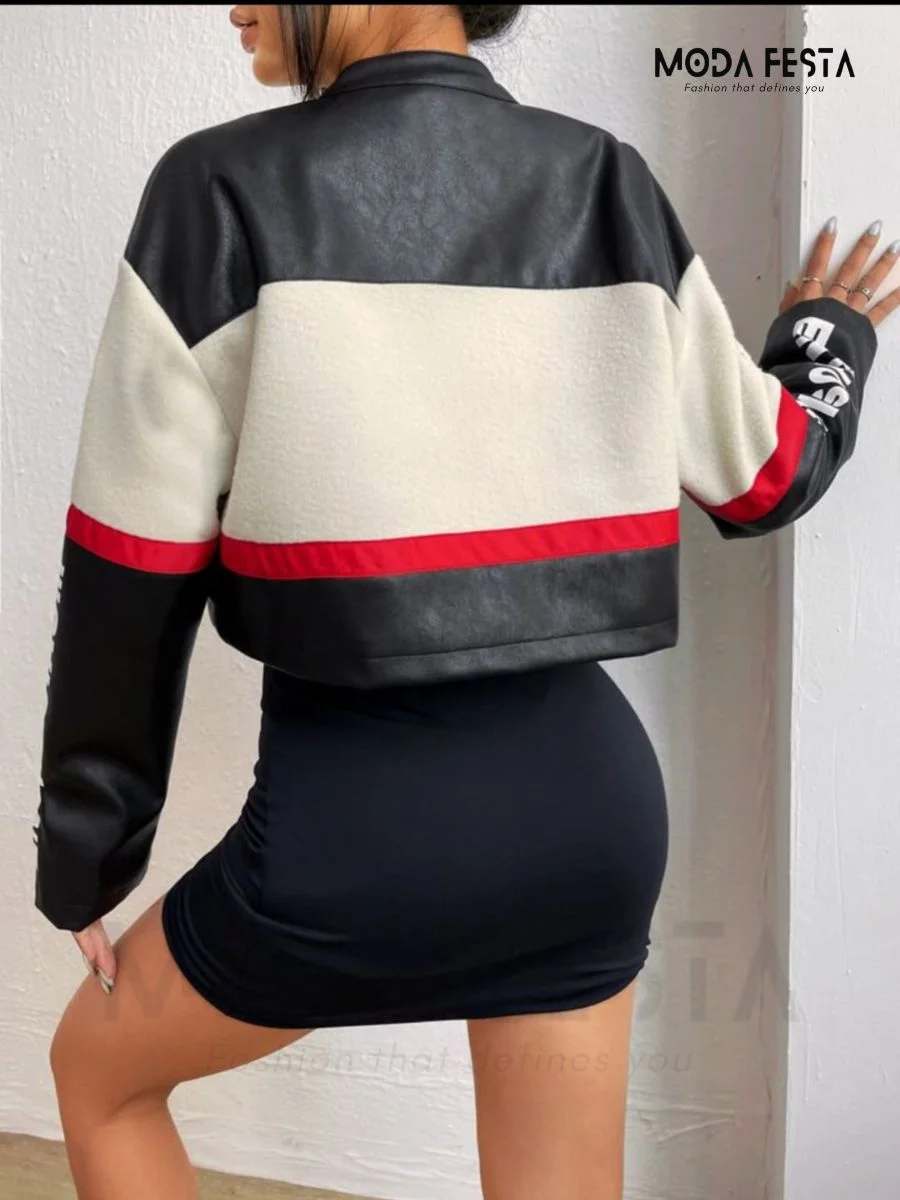 ModaFesta -rider-crop-jacket-red