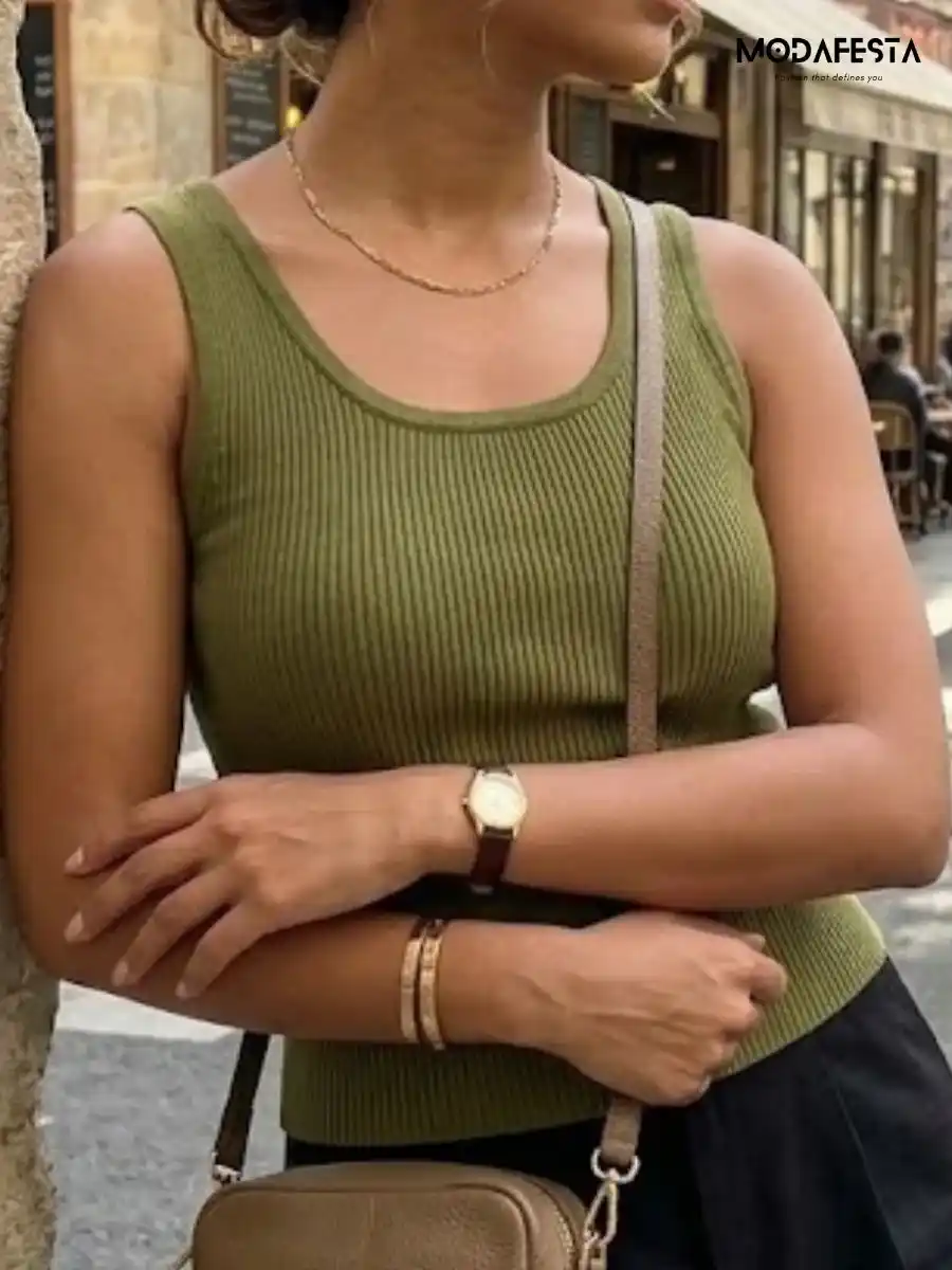 ModaFesta -classy-inner-top-olive-green