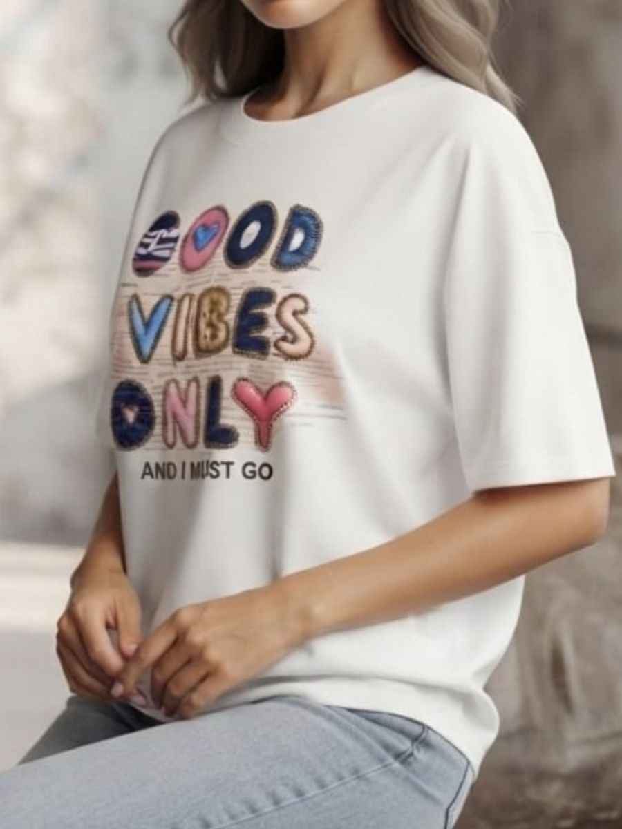 ModaFesta -white-good-vibes-only-oversized-t-shirt