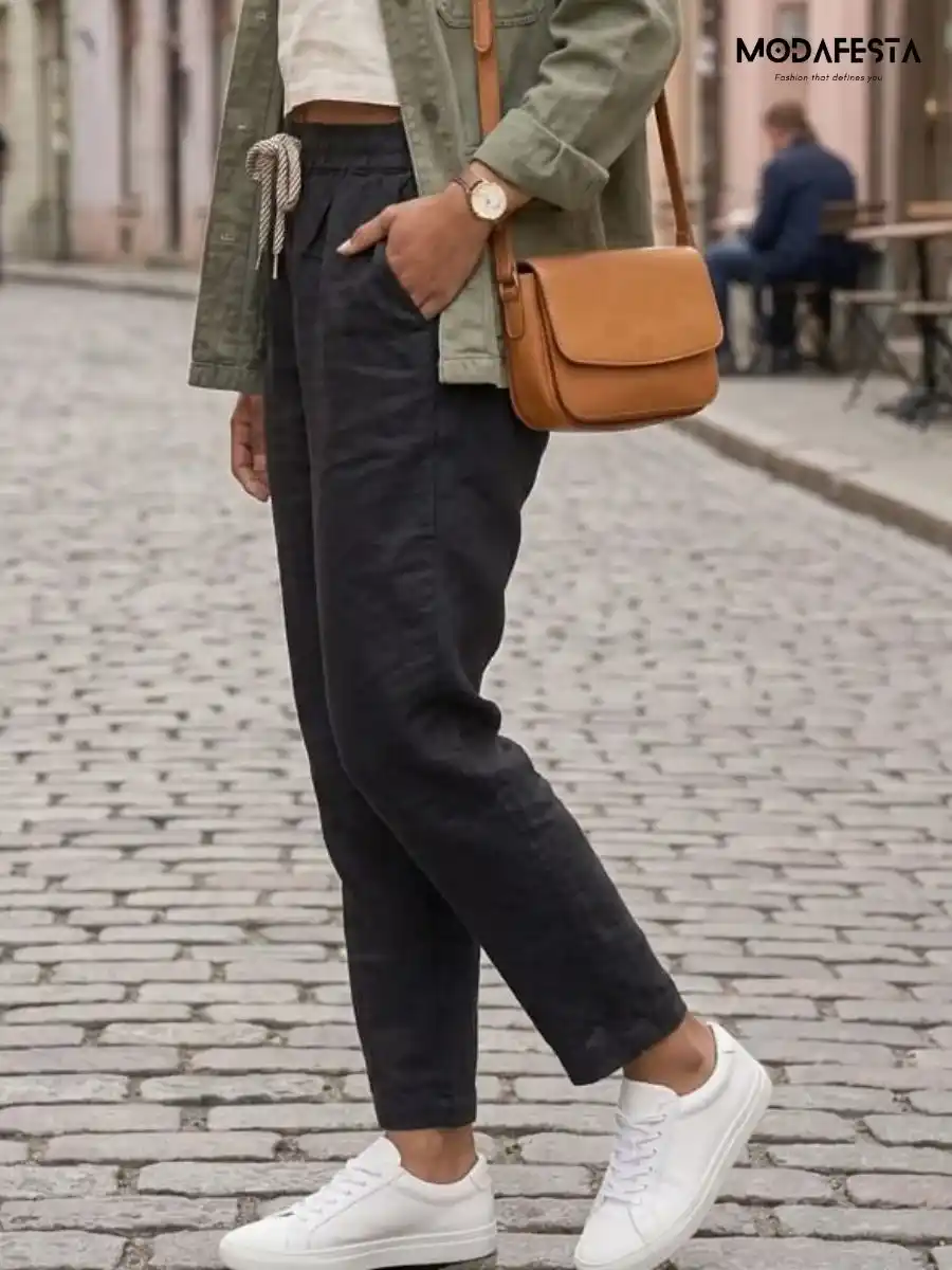 ModaFesta -elegant-linen-pant-black