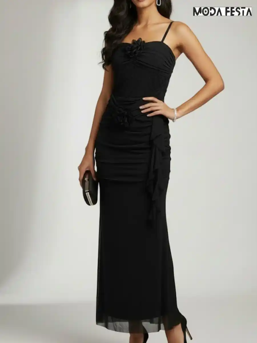 ModaFesta -black-ruched-maxi-dress-with-shrug