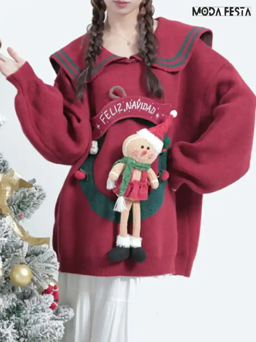ModaFesta -christmas-knit-t-shirt-red