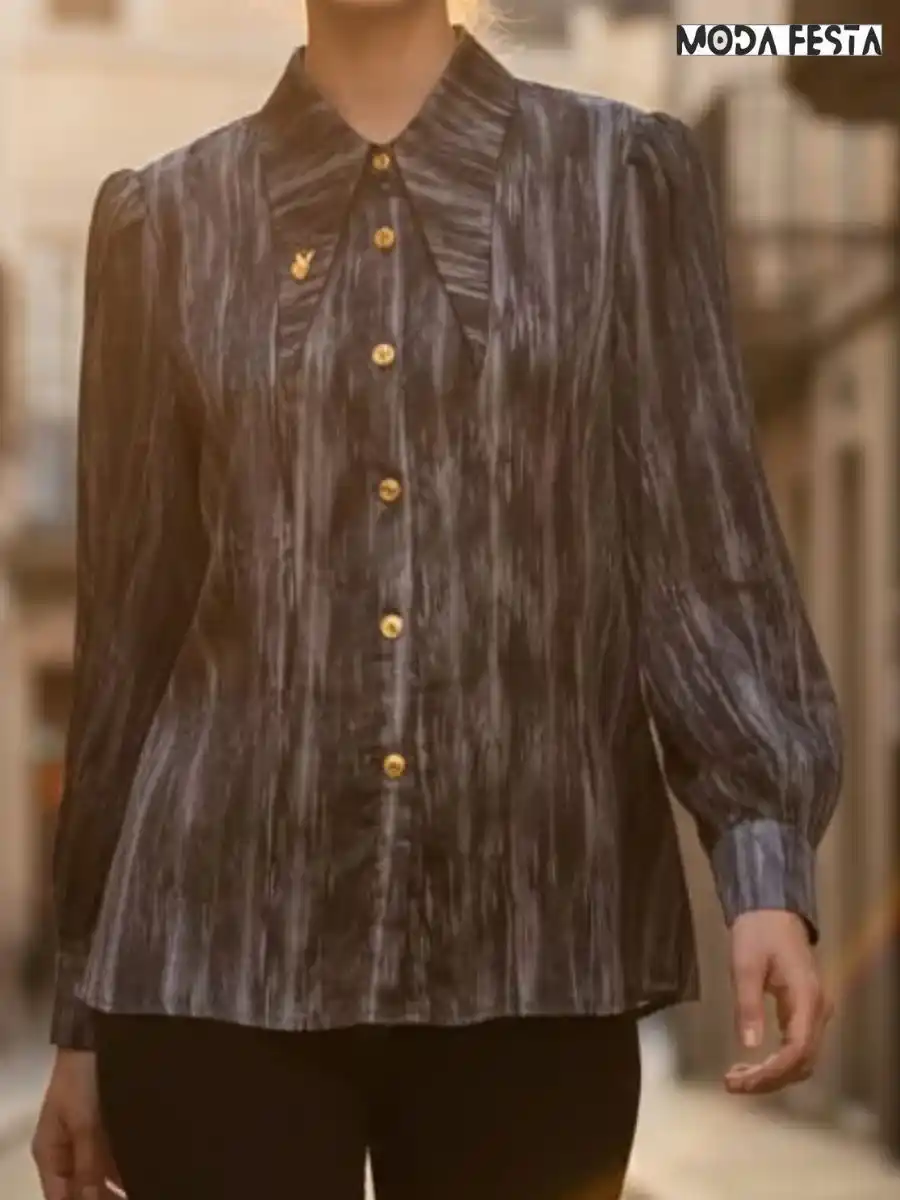 Elegant Sliver Toned Print Shirt