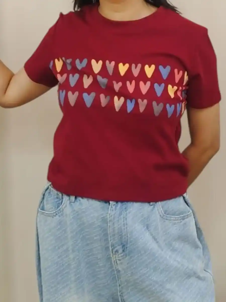 ModaFesta -elegant-heart-print-t-shirt-maroon