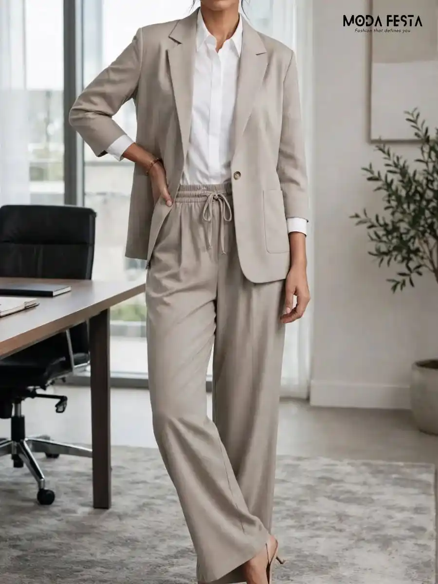 ModaFesta -solid-blazer-and-trousers-set