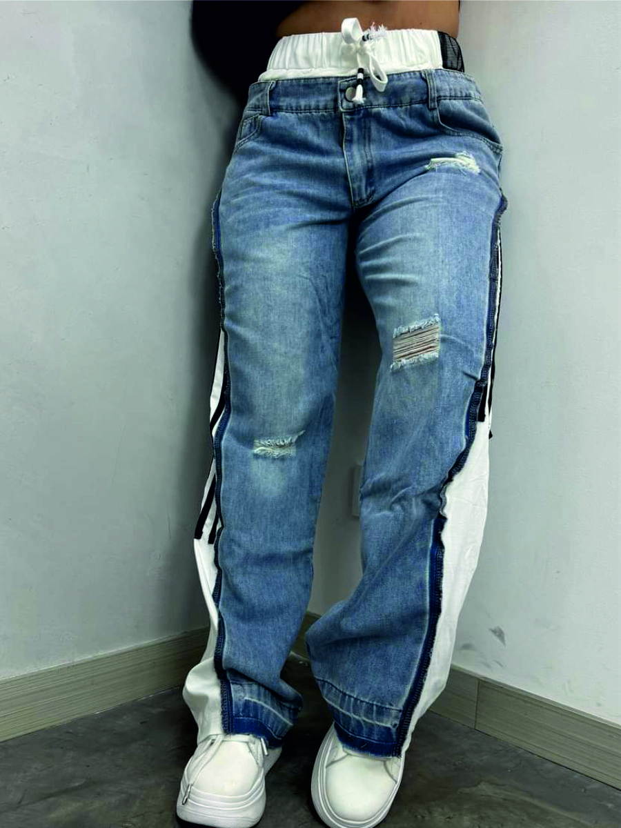 Blue White Strip Bottom