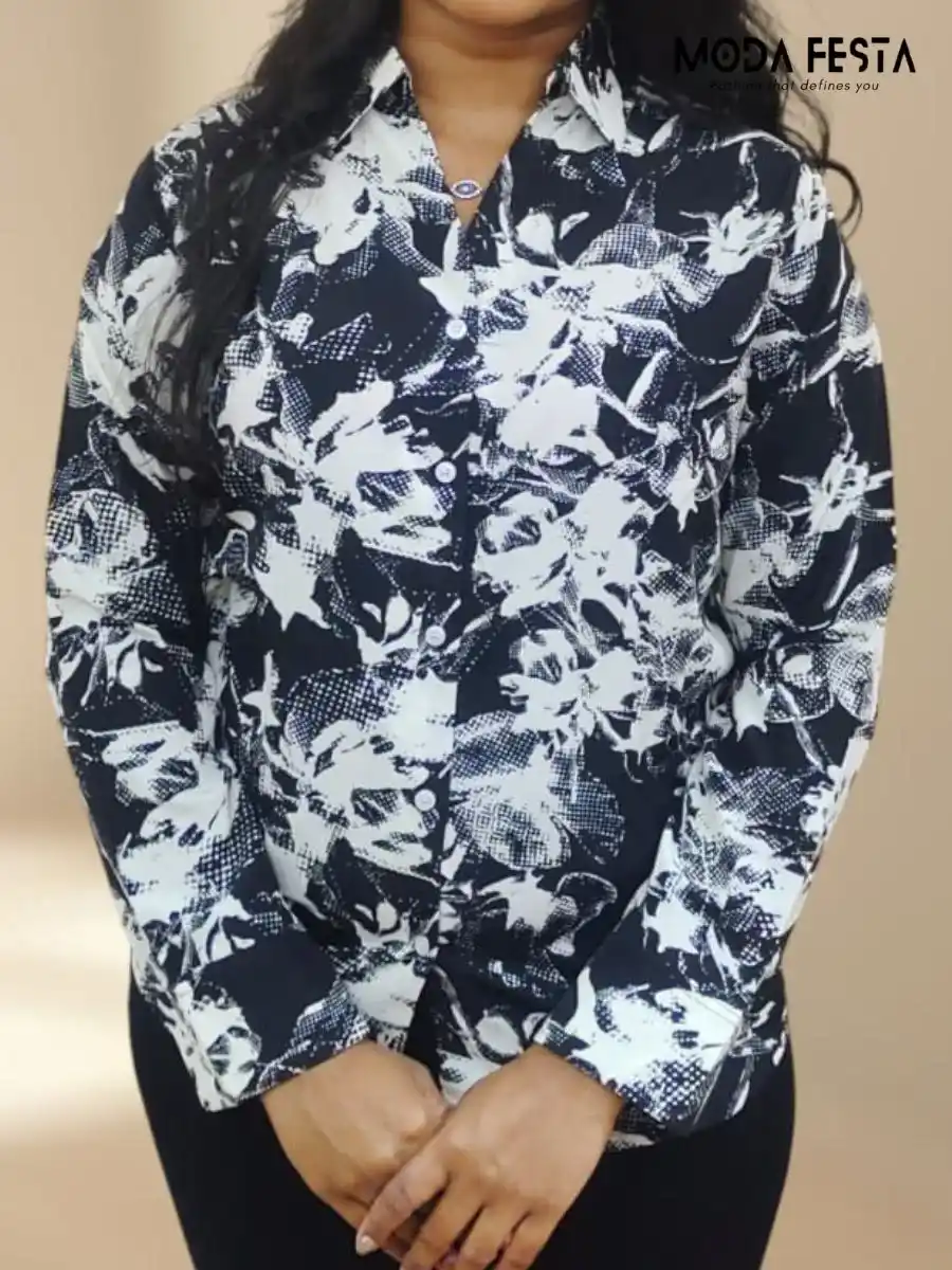 ModaFesta -elegant-floral-print-shirt-black