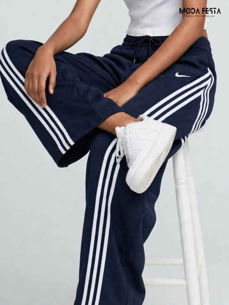 ModaFesta -navy-blue-striped-track-pants