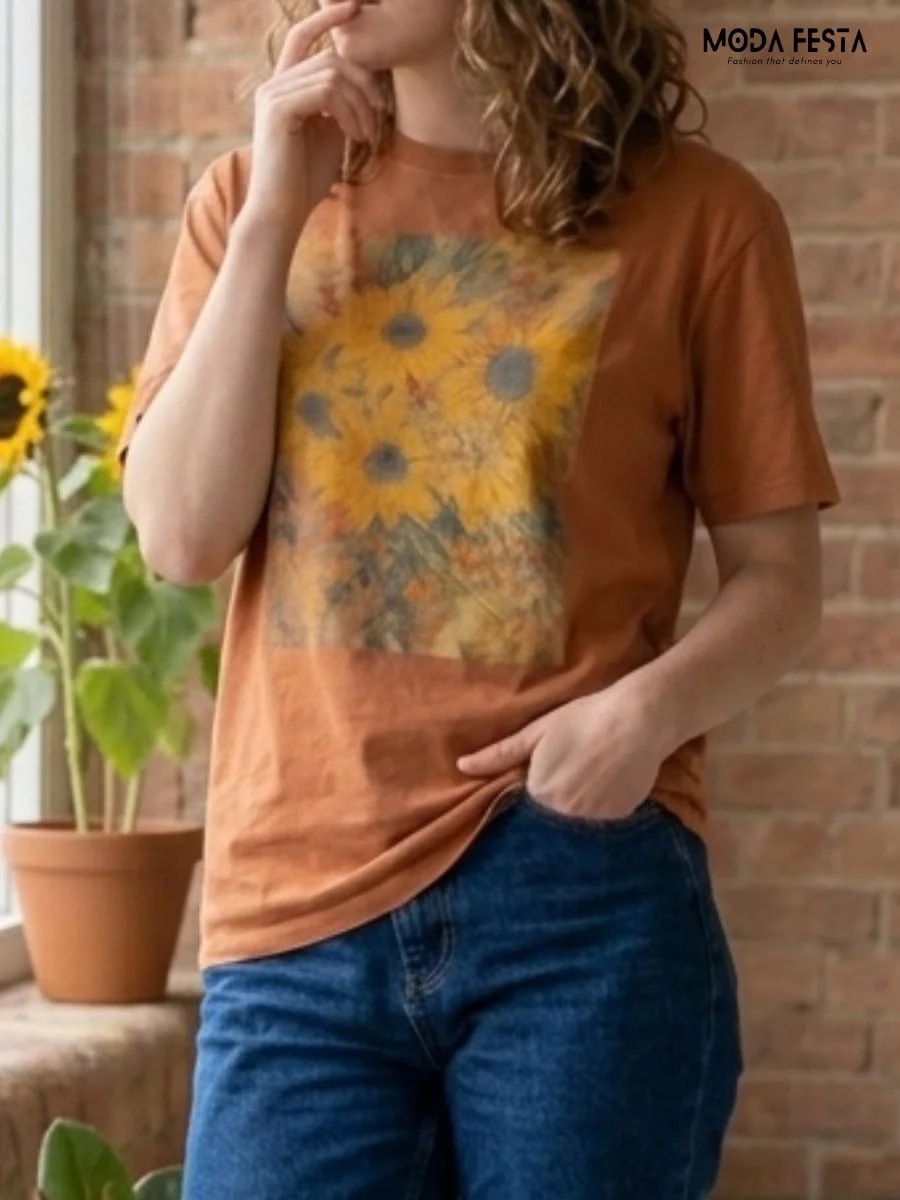 ModaFesta -van-gogh-sunflowers-graphic-t-shirt