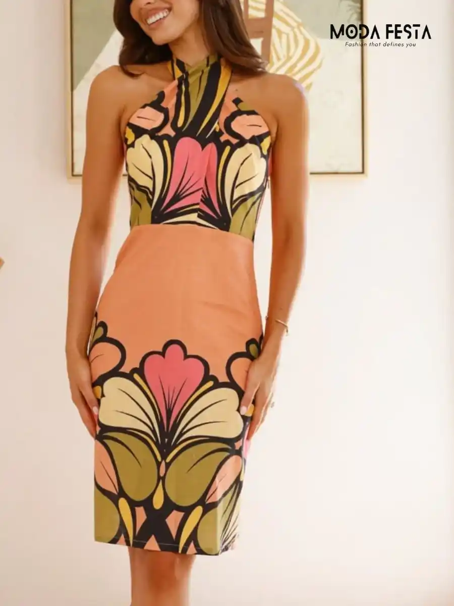 ModaFesta -Halter-neck-printed-floral-dress