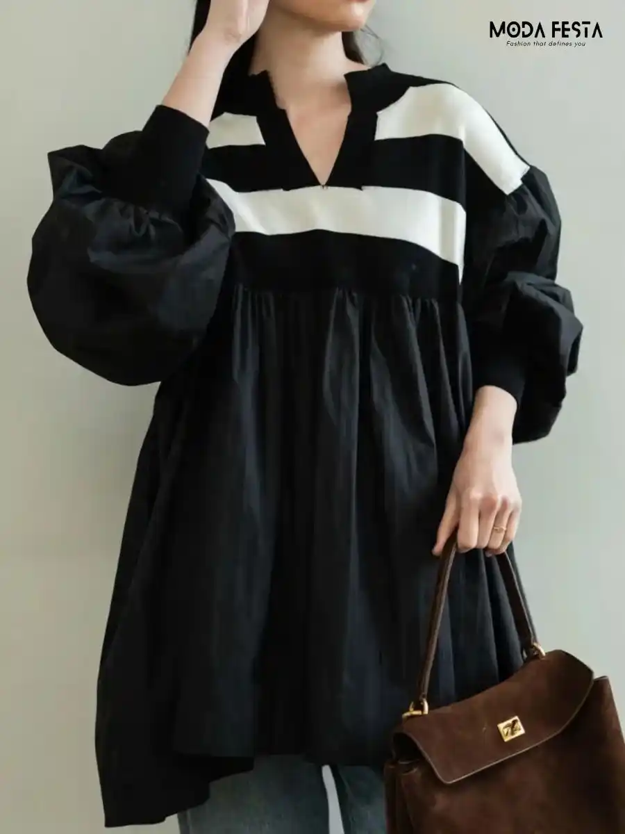 ModaFesta -patchwork-top-black
