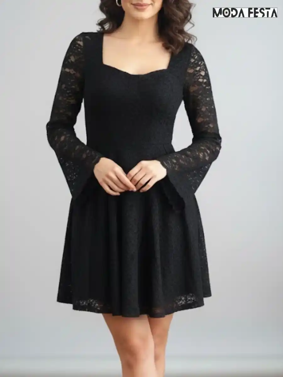 ModaFesta -elegant-mini-lace-dress-black