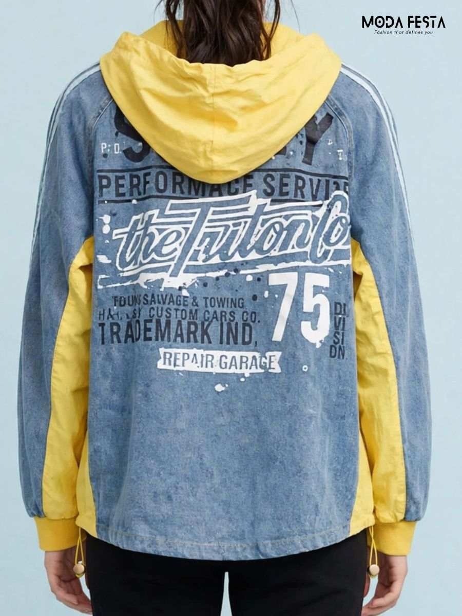 ModaFesta -graphic-sequined-hooded-denim-jacket