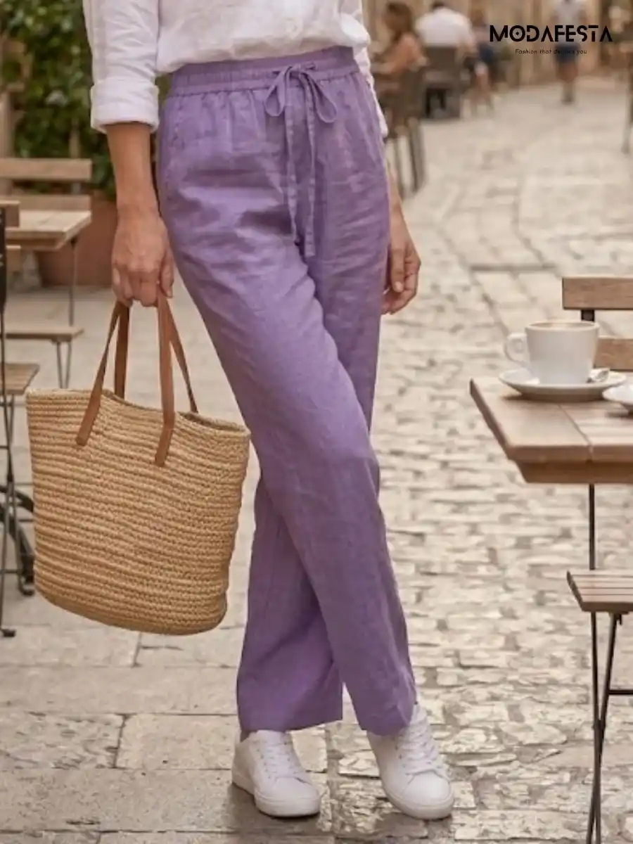 ModaFesta -elegant-linen-palazzo-pant-purple