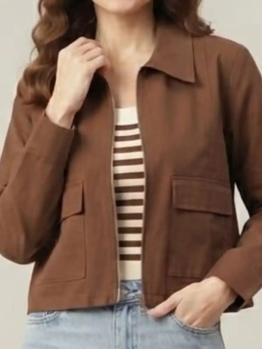 ModaFesta -womens-solid-brown-full-sleeve-casual-crop-jacket