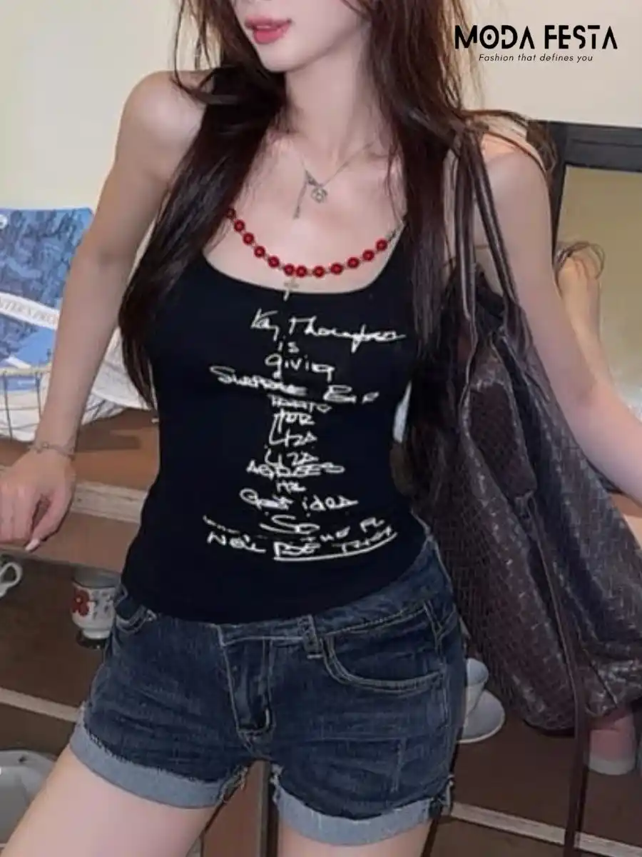 Elegant Letter Print Crop Top