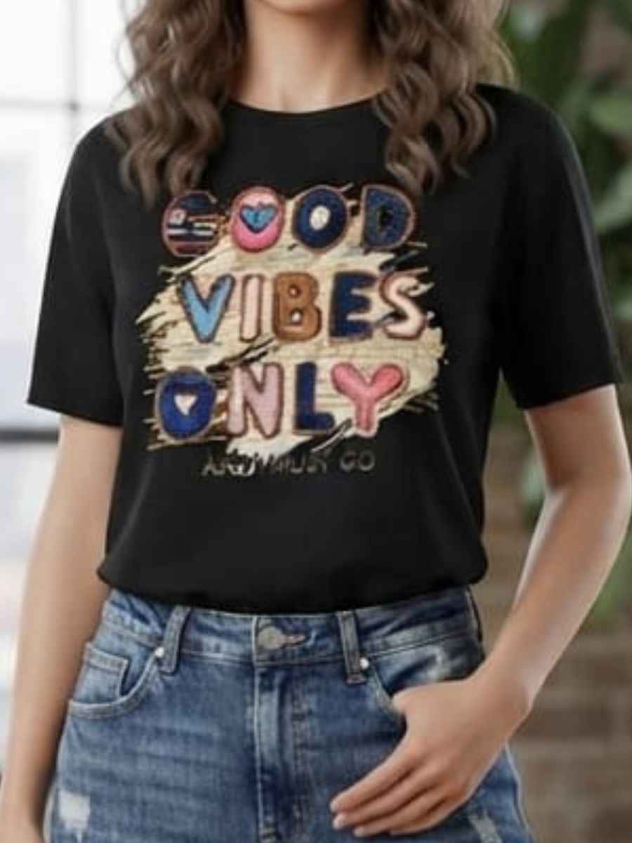 ModaFesta -black-good-vibes-only-graphic-t-shirt