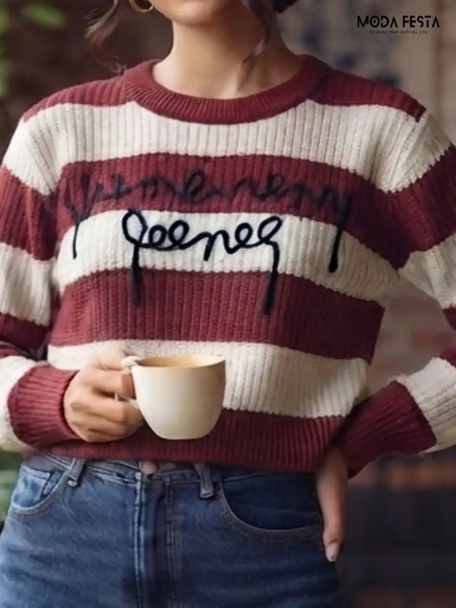 ModaFesta -maroon-white-striped-embroidered-crop-top