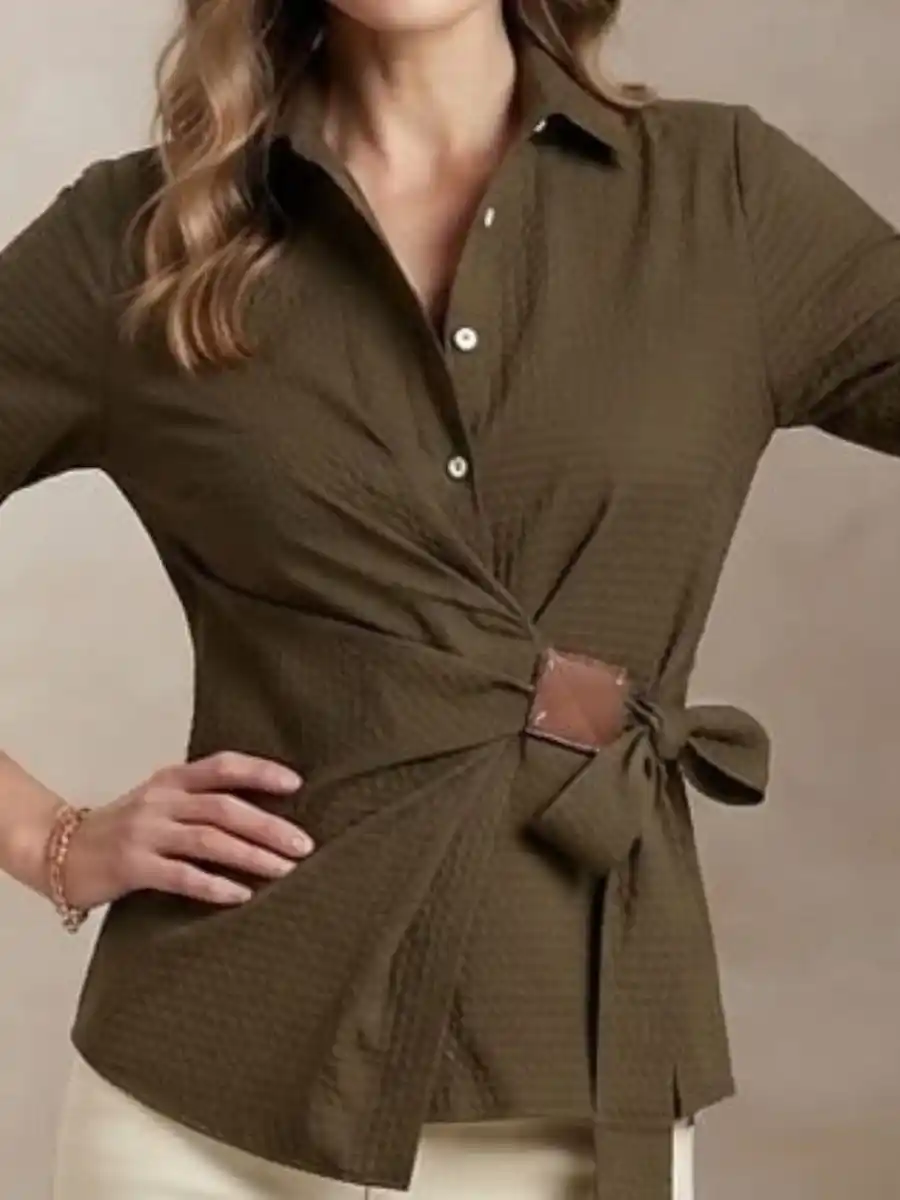 ModaFesta -olive-textured-wrap-style-shirt