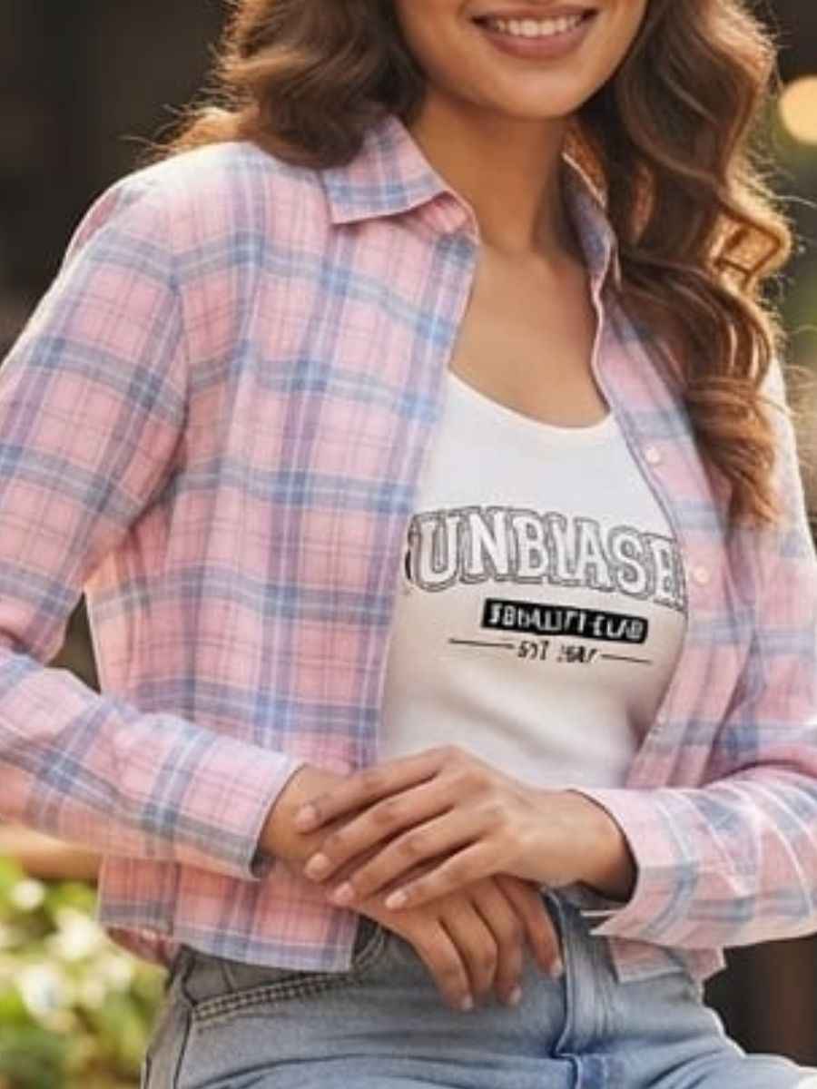ModaFesta -pastel-plaid-layered-crop-shirt-inner-tank