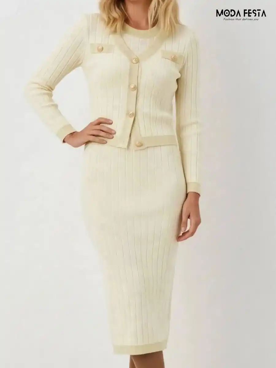 V Neck Two Piece Dress