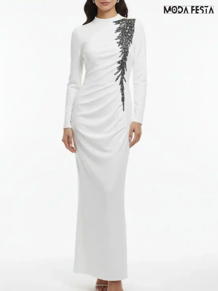 ModaFesta -stylish-sequin-embellished-dress-white