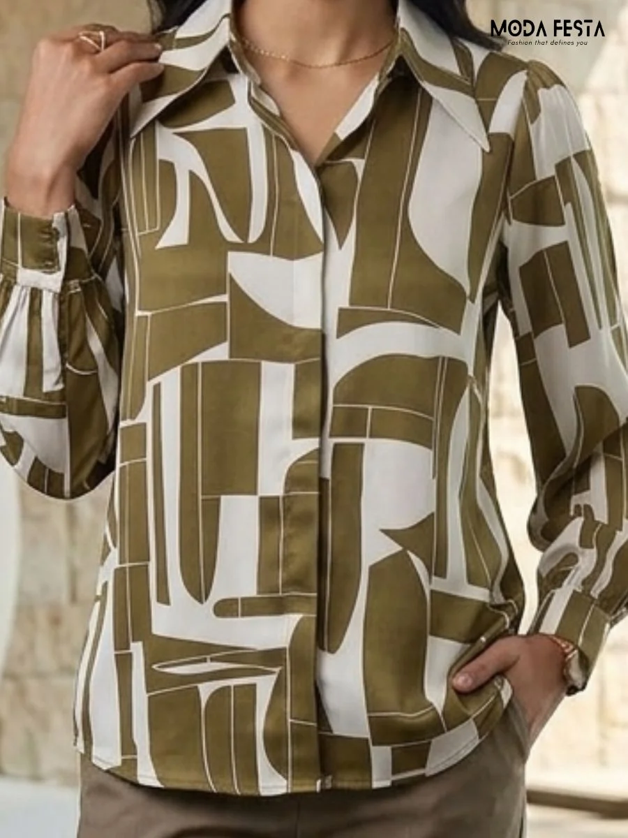 ModaFesta -olive-green-and-white-abstract-geometric-block-print