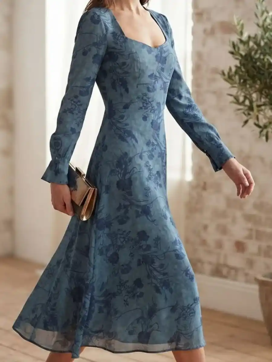ModaFesta -blue-floral-devore-midi-dress