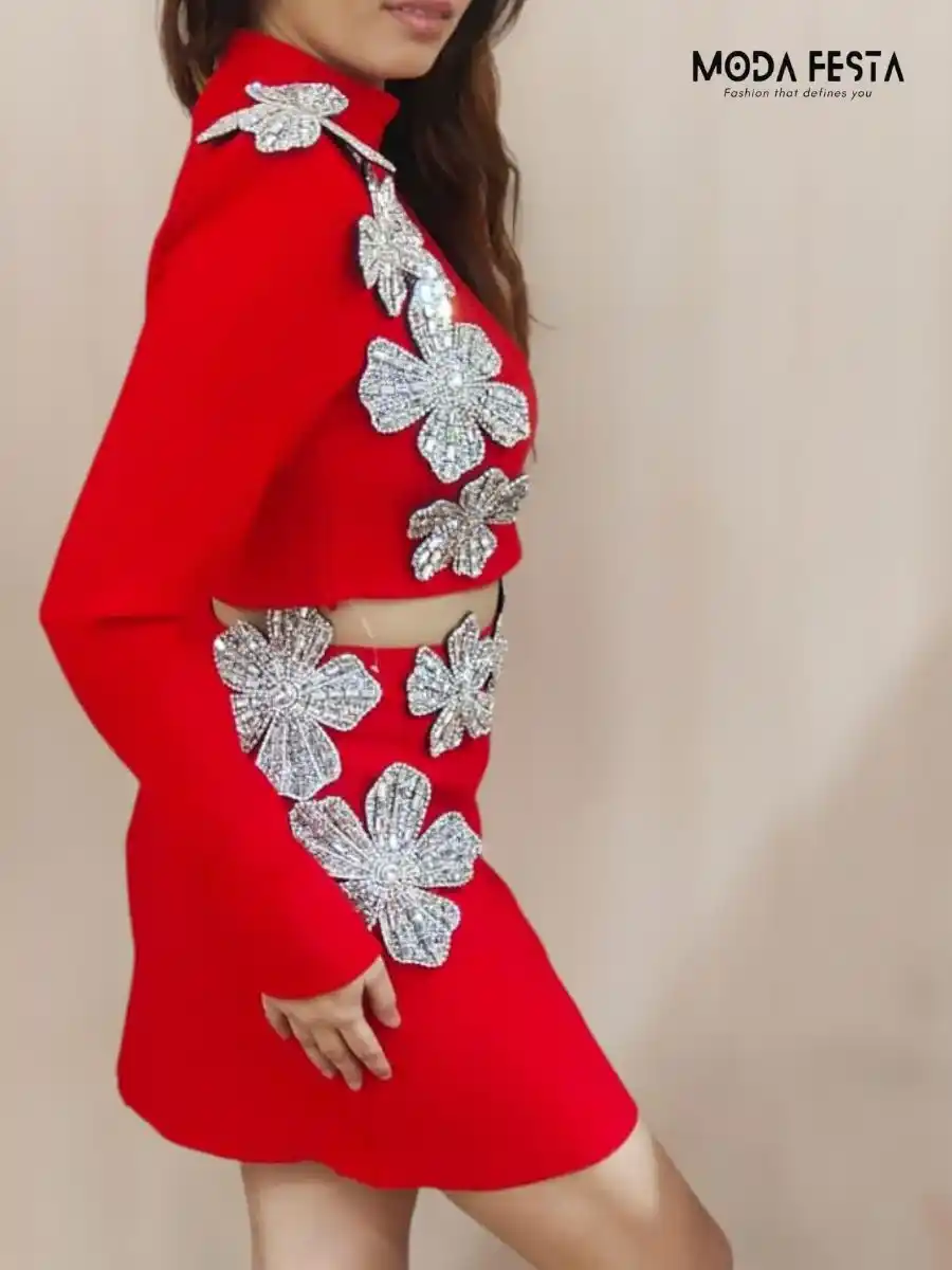 ModaFesta -knit-luxury-coord-set-red