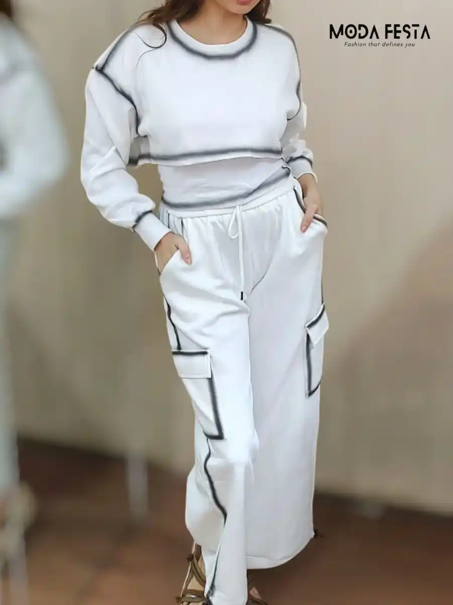 ModaFesta - stylish-3-pies-coord-set-white