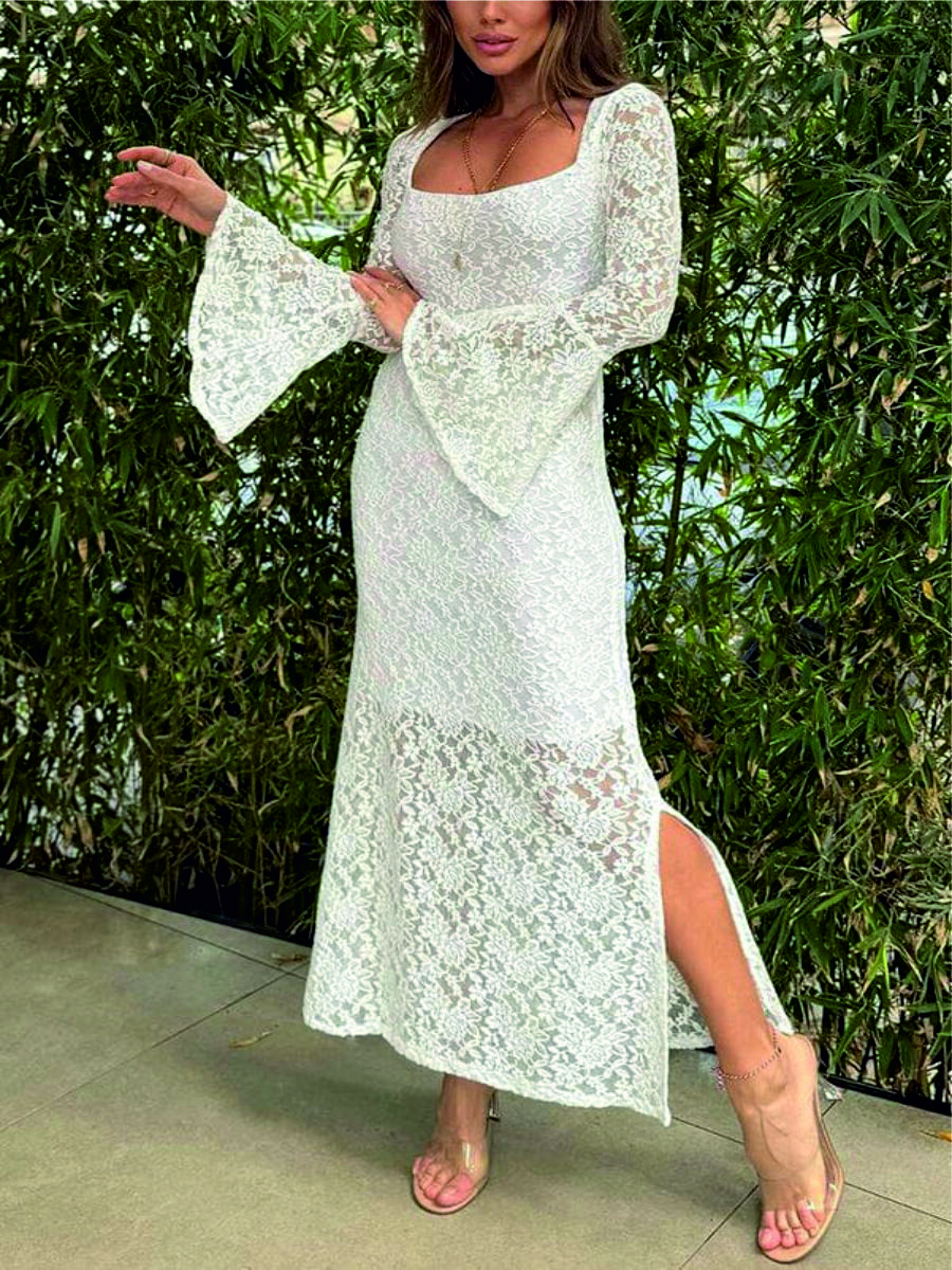 White Dress Square Neck