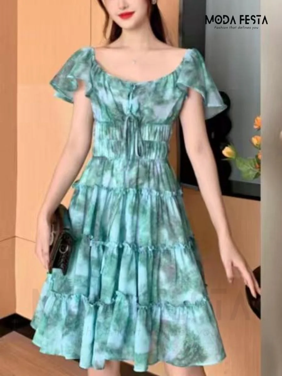 ModaFesta - vintage-tie-dye-dress-green