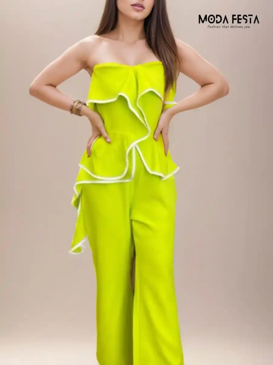 ModaFesta - elegant-stylish-tube-jumpsuit-neon-green
