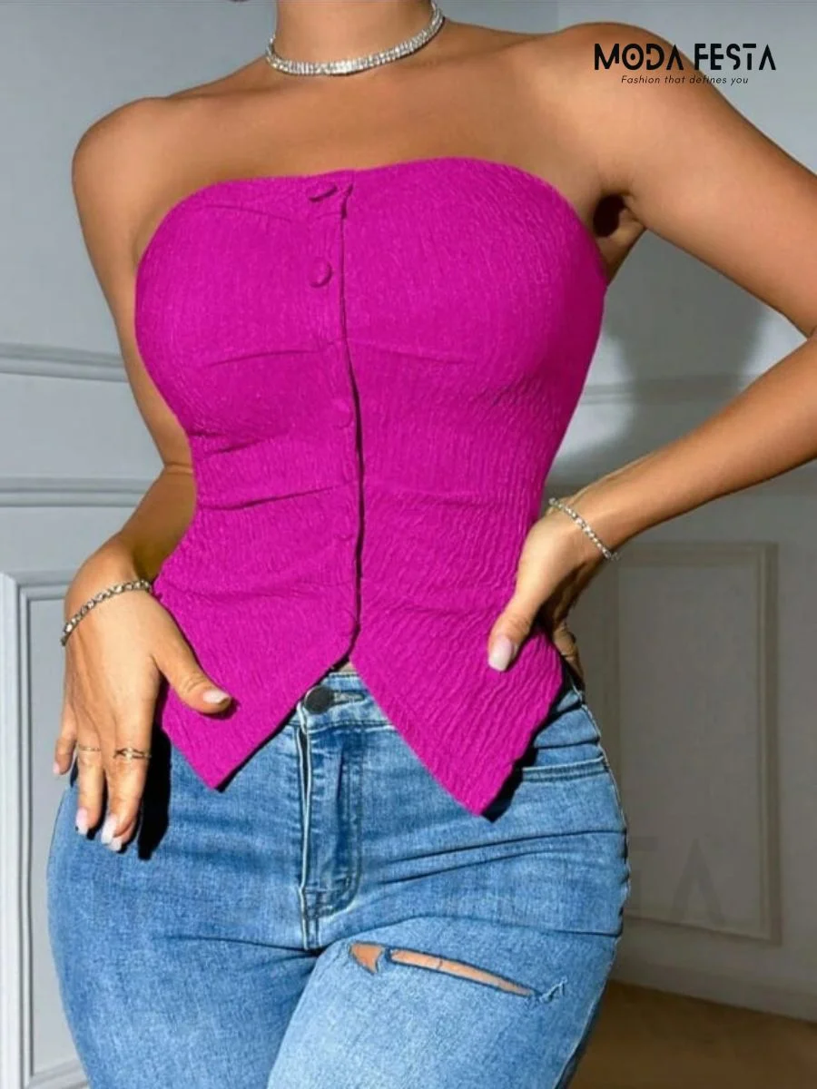 ModaFesta - textured-tube-top-pink