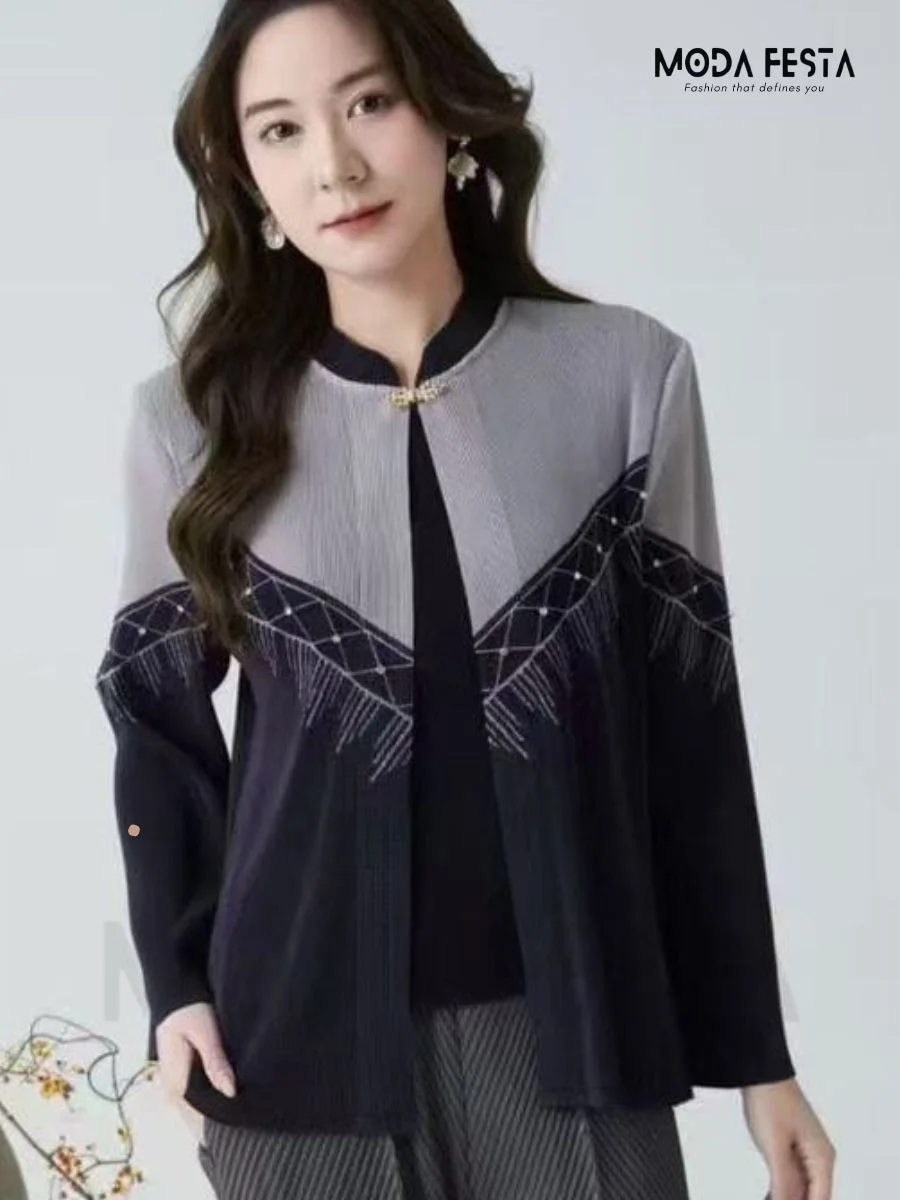ModaFesta - elegant-cardigan-top-black