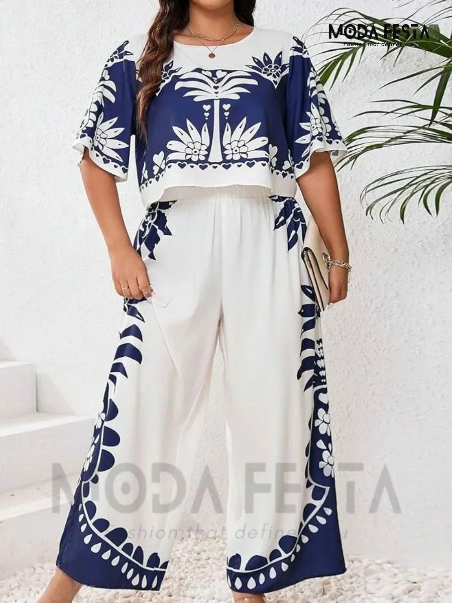 ModaFesta - vintage-printed-coord-set-blue