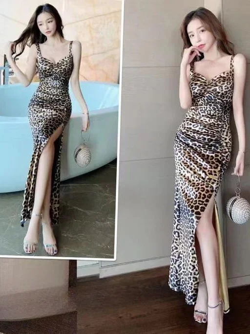 ModaFesta - cheetah-printed-slit-dress