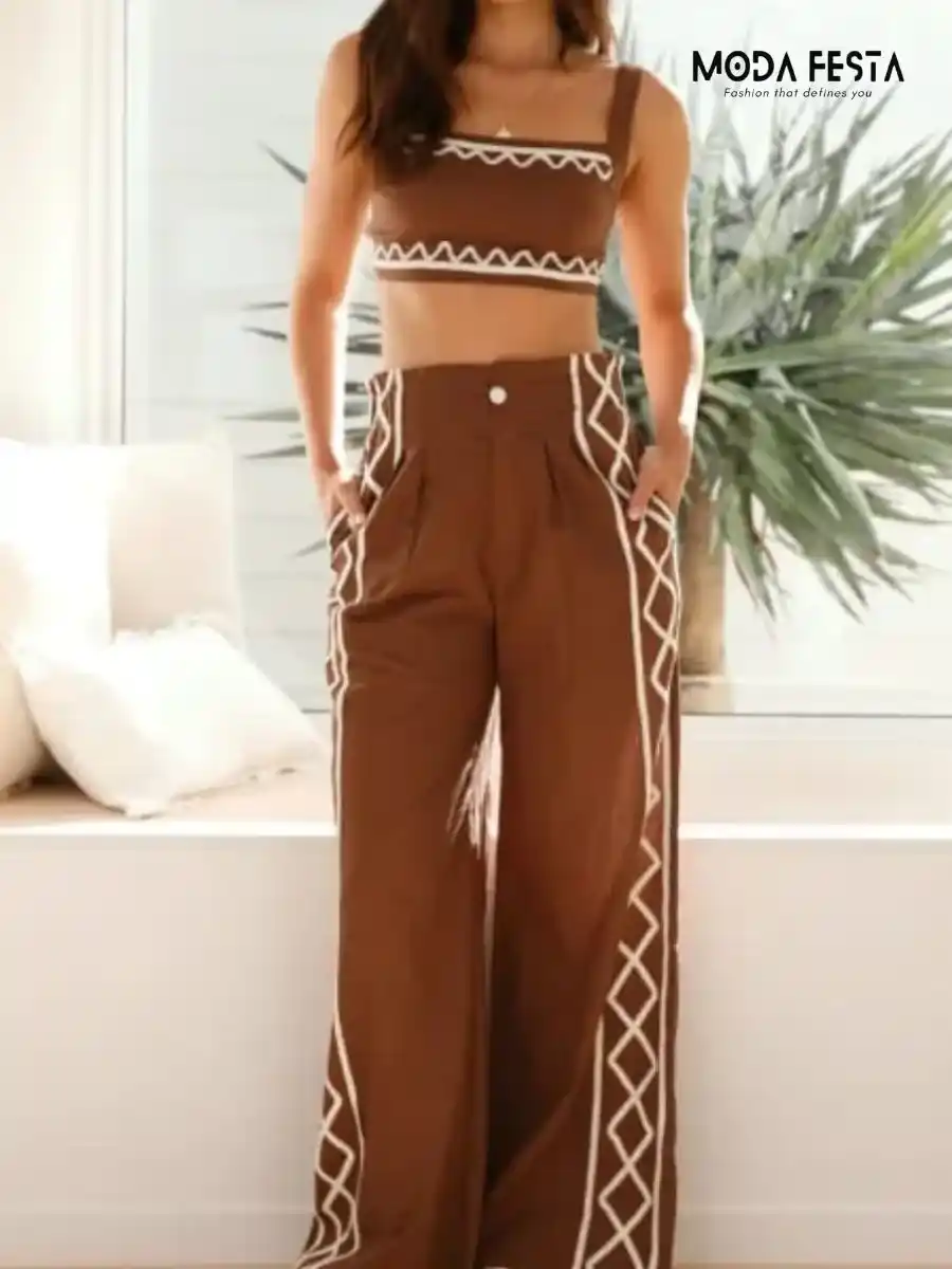 ModaFesta - elegant-two-piece-coord-set-brown