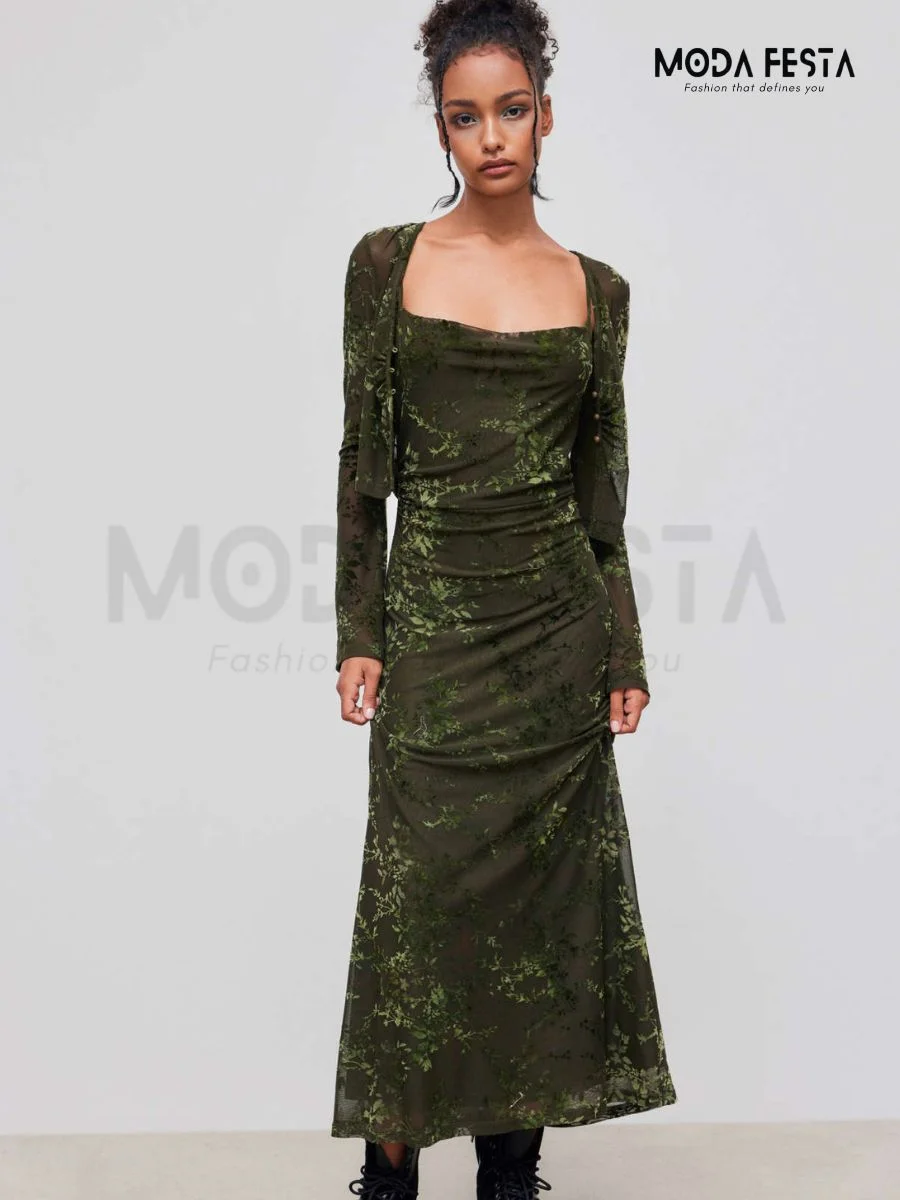 Cowl Neck Dress With Shurg