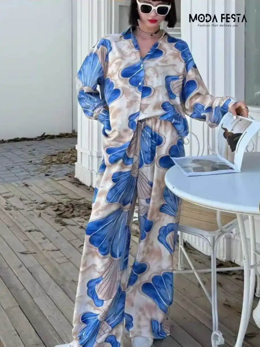 ModaFesta - floral-coord-set-for-women-blue