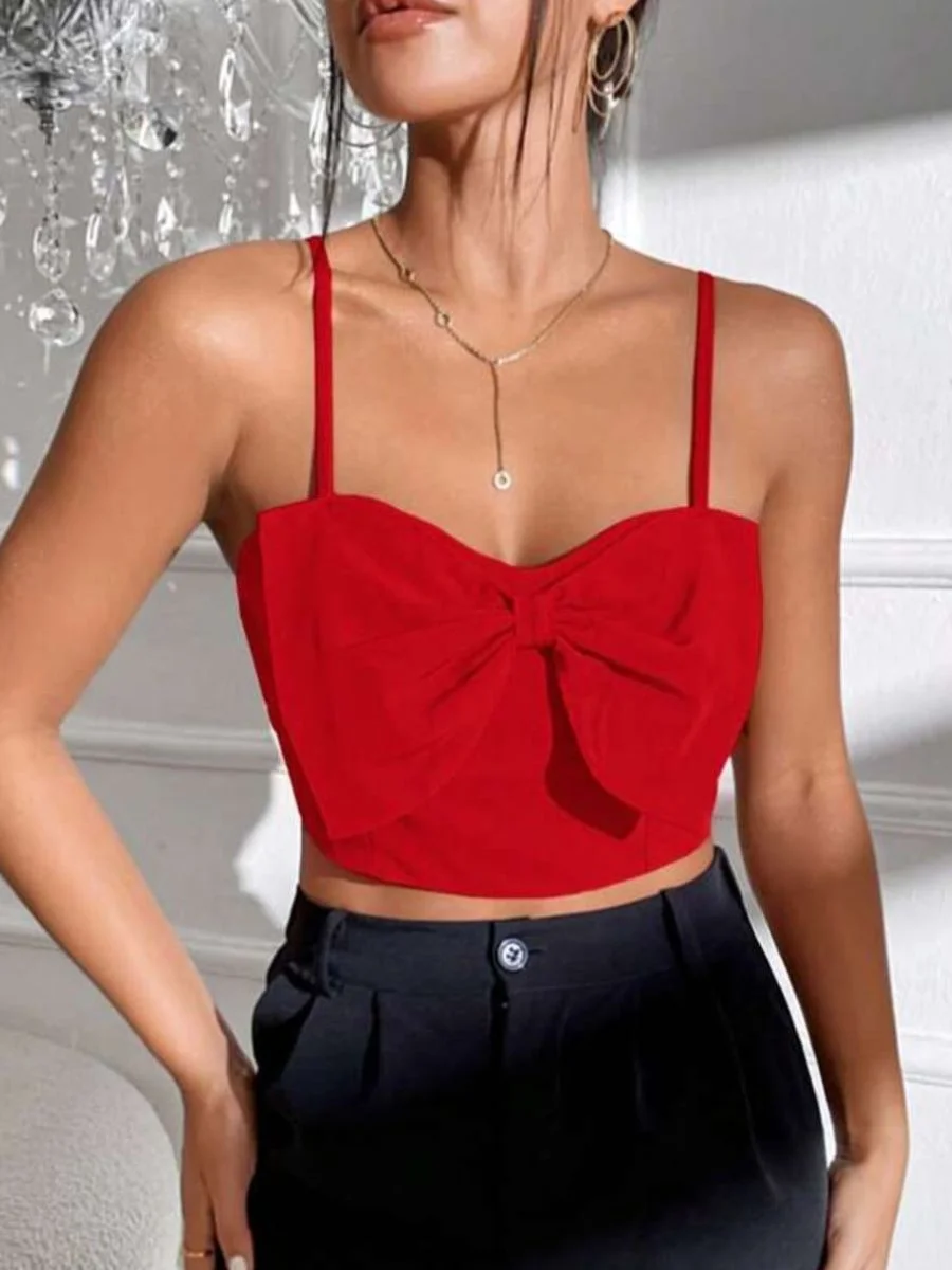 ModaFesta - spaghetti-strap-party-top-red